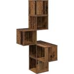 vidaXL Стенен ъглов рафт Старо дърво 48 x 48 x 120 см (8012234)