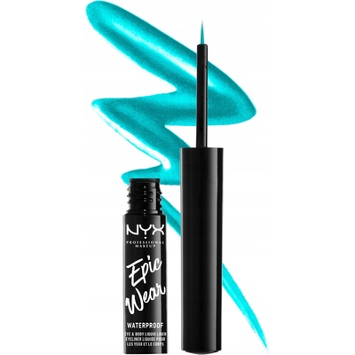 NYX Professional Makeup Epic Wear Metallic Liquid Liner dlouhotrvající gelové oční linky 06 Teal Metal 3,5 ml
