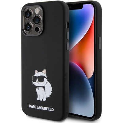 KARL LAGERFELD Liquid Silicone Choupette NFT Case - дизайнерски силиконов кейс за iPhone 15 Pro Max (черен)