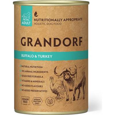 Grandorf Buffalo & Turkey Adult - Хипоалергенна мокра храна за кучета с биволско месо и пуешко 400 гр
