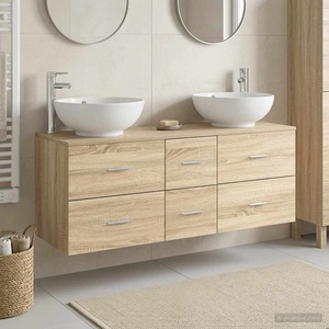 vidaXL Комплект мебели за баня 3 бр. Дъб сонома 129 x 44.5 x 80 см (3405909)