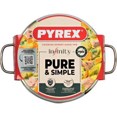 Pyrex HRNIEC INFINITY SO SKLENENOU POKRIEVKOU 24CM 4L NEREZOVÁ OCEĽ
