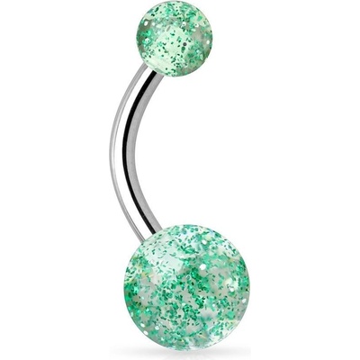 Šperky4U piercing do pupíku banánek se třpytkami BA01044-G