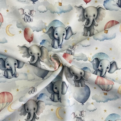 Úplet Rib 2x1 Digital - Mini Elephants