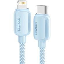 Essager ES-X46 opletený nabíjací a dátový USB-C na Lightning 1m modrý