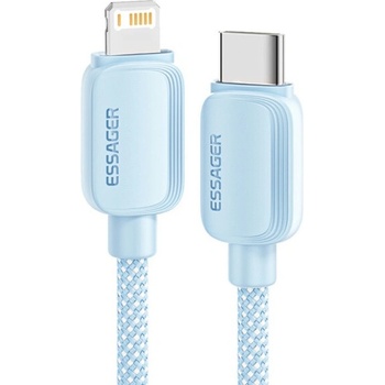 Essager ES-X46 opletený nabíjací a dátový USB-C na Lightning 1m modrý
