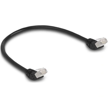 Delock Мрежов кабел RJ45 Cat. 6A S/FTP ъгъл нагоре/нагоре 45 градуса 0.5m Черен, Delock 80260 (80260)