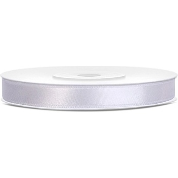 Party Deco Сатенена лента, бяла, 6 мм/25 м