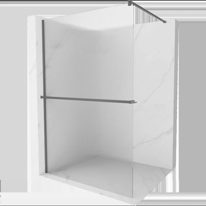 Mexen Kioto+ душ стена със стелаж Walk-in 70 x 200 см, райета, gun metal - 800-070-121-95-09 (800-070-121-95-09)