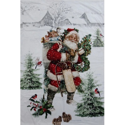 Clayre & Eef Plyšový pléd Santa 130x170