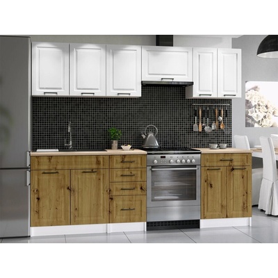 Fronti Fafor Kuchynská linka INGRID 240cm Dub artisan + biela