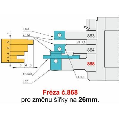 Fréza č. 868 pro obložkové zárubně s VBD - změna na 26mm