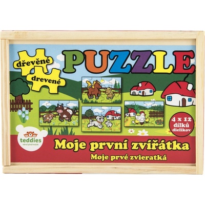 Teddies dřevěné Moje první zvířátka 4x12 dílků