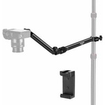 NEEWER overhead camera mount with cell phone clip, 56cm long clamp-mounted flexible holder for table tripod, 180° & 360°, for tubes with 22-28mm, load capacity 2.5kg, for camera ring light mic, DS009 - 10103