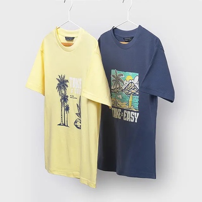 MAYORAL Комплект 2 тениски къс ръкав в лимонен и син цвят за момче Mayoral