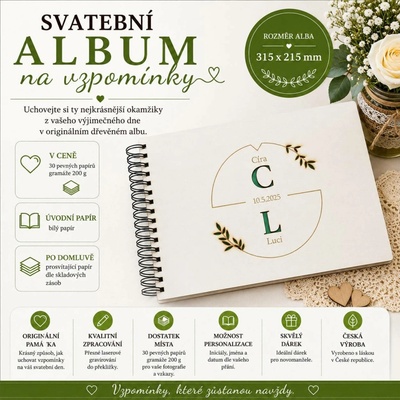 Svatební fotoalbum se jmény – Minimalistický motiv s iniciály – Zboží Dáma