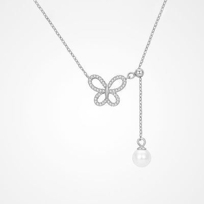 JAY Stříbrný náhrdelník s perlou a zirkony JAY-0087-N120309B Stříbrná