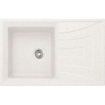 Inter Ceramic Кухненска мивка 8104 Бяла, Inter Ceramic, мивка с плот, със сифон, 78x50х20см (8104 WHITE)