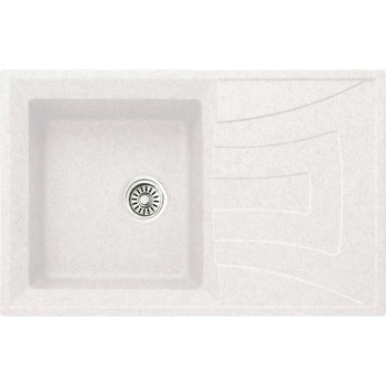 Inter Ceramic Кухненска мивка 8104 Бяла, Inter Ceramic, мивка с плот, със сифон, 78x50х20см (8104 WHITE)