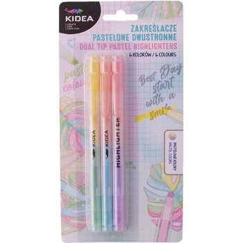 Image 1 of kidea - Текстмаркери двувърхи 3 бр. /6 цв. пастелни цветове