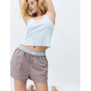 Marks & Spencer Карирани попеленови пижамни шорти от чист памук Marks & Spencer червена Marks & Spencer | Cherven | ЖЕНИ | 8