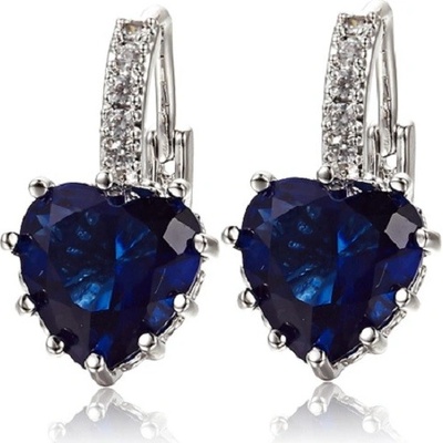 Izmael náušnice Silver Heart Tm.Modrá KP25919