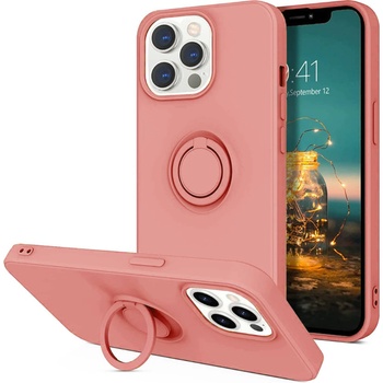 Púzdro Soft-Touch s krúžkom na prst iPhone 13 Pro Ružové