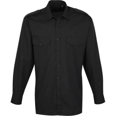 Premier Košile PR210, pilotní, dlouhý rukáv COT3902100020e-black Černá 37