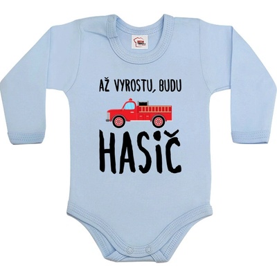 Dětské body Až vyrostu budu hasič Barva Světlá modrá Canvas Dětské body Bezvatriko.cz
