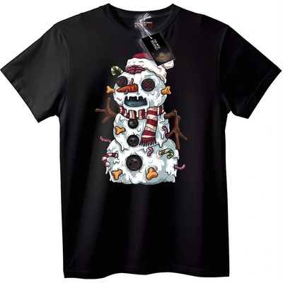 NOONEBRAND Тениска Skull Снежен Човек Празник - 2XL, Black