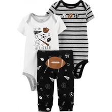 Carter's Set 3dielny body krátky rukáv 2 ks nohavice Football Black chlapec LBB