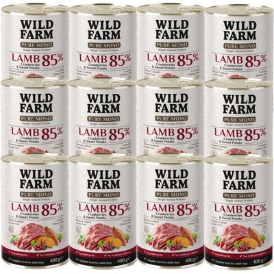 Wild Farm Pure Mono Jehněčí s brusinkami a sladkými bramborami 12 x 400 g