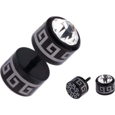 Šperky eshop kruhový falešný piercing do ucha z oceli egyptský motiv zirkon PC35.18