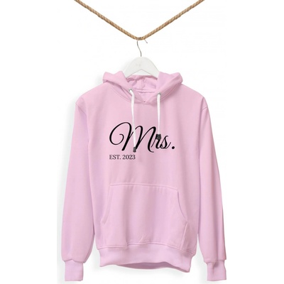 Personal Párová dámská mikina s vlastním textem Mrs. EST. Černá – Zboží Mobilmania
