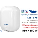 Ideal Lux Leste pb Стенен сешоар за ръце с uv дезинфекция и epa e11 филтър, бял полипропиленов корпус (lux-leste-pb)