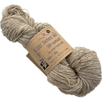MMboutique 100% Shetlandská ovčí vlna na barvení 2ply 400 m, odstín béžový