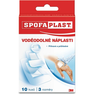 3M SPOFAPLAST č.190 Vodeodolné náplasti mix 3 veľkostí, transparentná fólia 10 ks
