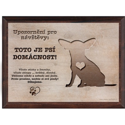 Sport hobby Vtipná cedulka Čivava/MDF6010 20 x 15 cm a stojánek – Zboží Mobilmania