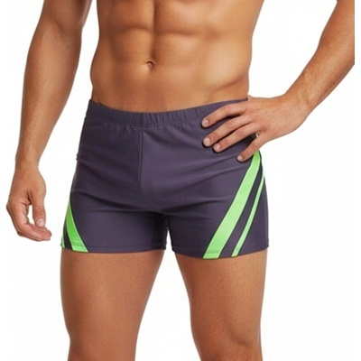 Мъжки бански тип боксер в черен цвят с неонови ленти