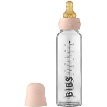 BIBS Стъклена бебешка бутилка с аксесоари Bibs - 225 ml, розова (5014244)