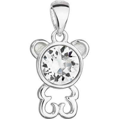 Pavona Stříbrný přívěsek s krystalem Swarovski bílý medvídek 34229.1