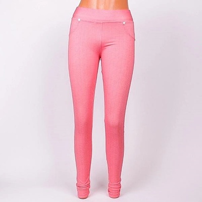 Свеж еластичен клин в коралов цвят с джобове