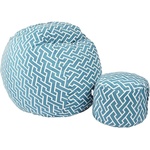 PUFRELAX Комплект Барбарон с табуретка за крака 500л. Matusalem, Zippity Turquoise, Перящ се калъф, Подходящ за деца, Пълнеж с микс от мемори пяна и дунапрен, Гама Premium (PUF-M-MO-PT-ZIT) - topmarket