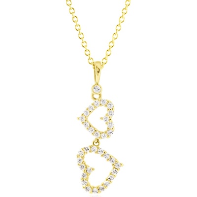 Gemmax Zlatý řetízek s přívěskem srdíčka se zirkony GLSYB-87331-36261