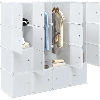 vidaXL Органайзер за съхранение на кубчета с 16кубчета и висящи пръчки (4019585)