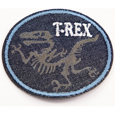 Nažehľovacia záplata - T-REX - červená, žltá - priemer 5,5 cm T-REX - smotanová