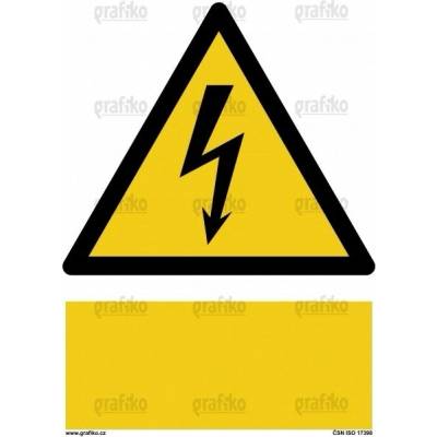 Grafiko | Pozor - elektrické zařízení - Text obrázku (tabulka s vlastním textem), Materiál Hliník, Rozměr 297x210mm