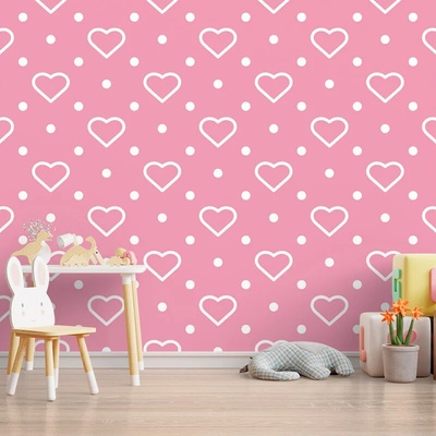 Sablio Tapeta Srdce a bodky, rozmery 208x125 cm