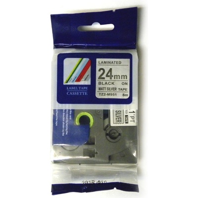 Label Brother TZ-M951 - kompatibilná páska - 24mm, podklad: matná strieborná/písmo: čierne - laminovaná
