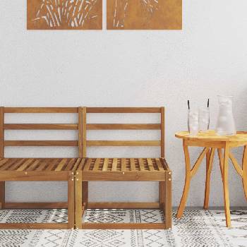 vidaXL Среден диван за открито Солидно акациево дърво Естествен (900453)